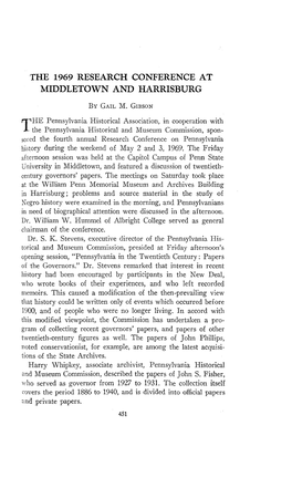 The 1969 Research Conference at Middletown and Harrisburg