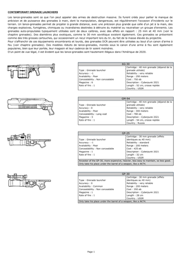 CONTEMPORARY GRENADE LAUNCHERS Les Lance-Grenades Sont Ce Que L'on Peut Appeler Des Armes De Destruction Massive. Ils Furent Cr