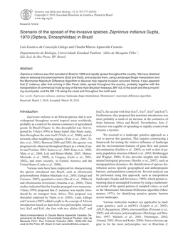 Scenario of the Spread of the Invasive Species Zaprionus Indianus Gupta, 1970 (Diptera, Drosophilidae) in Brazil