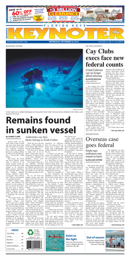 Remains Found in Sunken Vessel