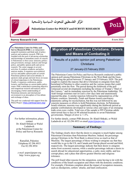 Poll Findings of Emigration Among Palestinian Christians June 2020.Pdf