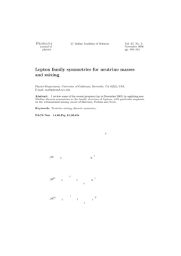 Lepton Family Symmetries for Neutrino Masses and Mixing