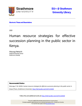 Human Resource Strategies for Effective Succession Planning in the Public Sector in Kenya