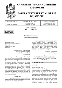 Службени Гласник Општине Бујановац Gazeta Zyrtare E