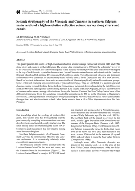 Seismic Stratigraphy of the Mesozoic and Cenozoic in Northern Belgium: Main Results of a High-Resolution Reﬂection Seismic Survey Along Rivers and Canals