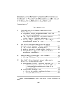 Understanding Disability Under the Convention on the Rights of Persons with Disabilities and Its Impact on International Refugee and Asylum Law