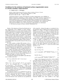 Conditions for the Existence of Backward Surface Magnetostatic Waves in a Ferrite–Insulator–Metal Structure V