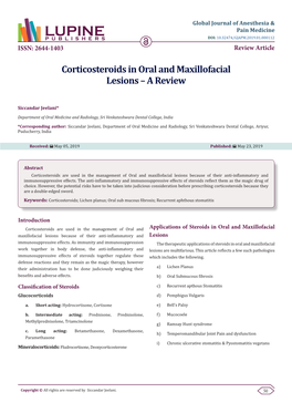 Corticosteroids in Oral and Maxillofacial Lesions – a Review