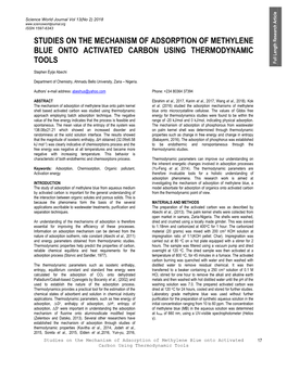 Studies on the Mechanism of Adsorption of Methylene Blue Onto Activated Carbon Using Thermodynamic