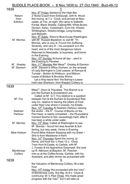 Bud-48-12 1839 1 Nov: 8Th.Friday Started by the High-Flier Return 2 Horse Coach from Edinburgh, with N
