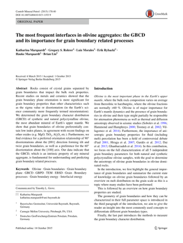 The Most Frequent Interfaces in Olivine Aggregates: the GBCD and Its Importance for Grain Boundary Related Processes