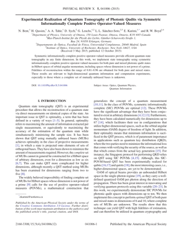 Experimental Realization of Quantum Tomography of Photonic Qudits Via Symmetric Informationally Complete Positive Operator-Valued Measures