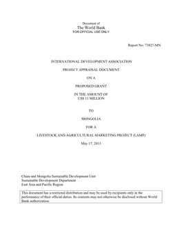 World Bank Project Appraisal Document (2013)