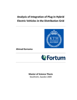 Analysis of Integration of Plug-In Hybrid Electric Vehicles in the Distribution Grid