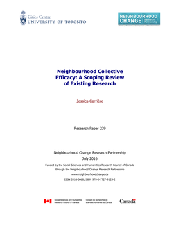 Neighbourhood Collective Efficacy: a Scoping Review of Existing Research