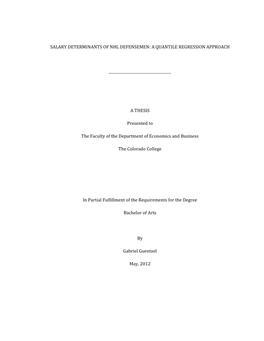 Salary Determinants of Nhl Defensemen: a Quantile Regression Approach