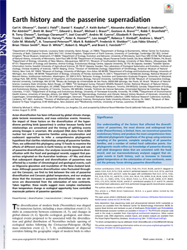 Earth History and the Passerine Superradiation