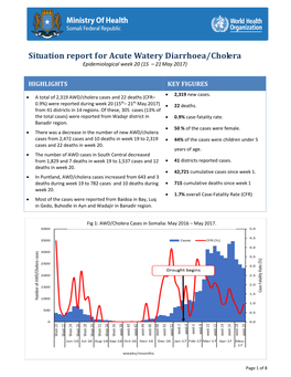 Situation Report for Acute Watery Diarrhoea/Cholera Epidemiological Week 20 (15 – 21 May 2017)