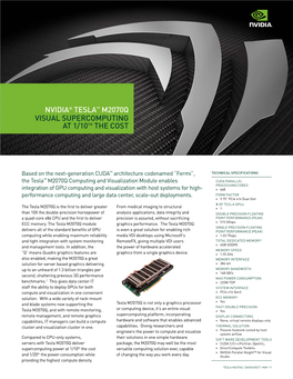 NVIDIA® TESLA™ M2070Q Visual Supercomputing at 1/10Th the Cost