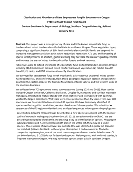 Distribution and Abundance of Rare Sequestrate Fungi in Southwestern