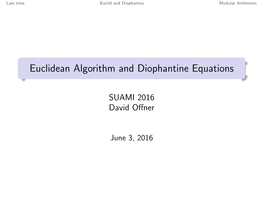 Euclidean Algorithm and Diophantine Equations