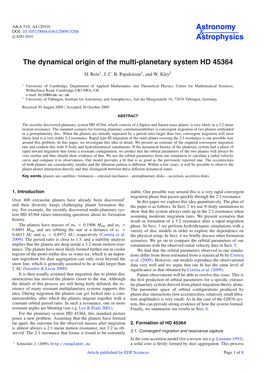 The Dynamical Origin of the Multi-Planetary System HD 45364