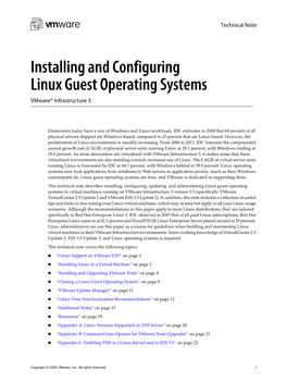 Installing and Configuring Linux Guest Operating Systems Vmware® Infrastructure 3