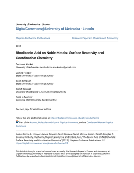 Rhodizonic Acid on Noble Metals: Surface Reactivity and Coordination Chemistry