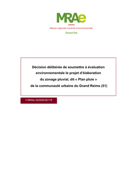 Plan Pluie » De La Communauté Urbaine Du Grand Reims (51)