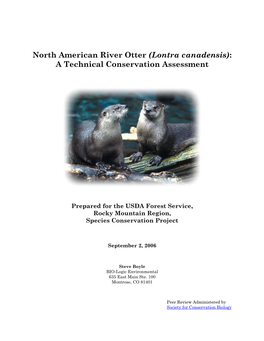 North American River Otter (Lontra Canadensis): a Technical Conservation Assessment