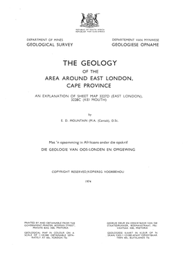 The Geology of the Area Around East London, Cape Province