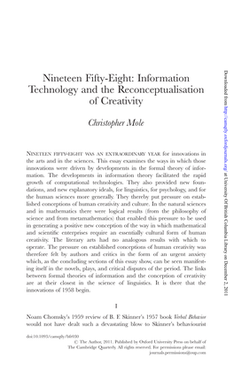 Nineteen Fifty-Eight: Information Technology and the Reconceptualisation