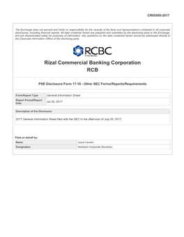 Rizal Commercial Banking Corporation RCB