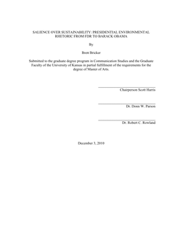 Salience Over Sustainability: Presidential Environmental Rhetoric from Fdr to Barack Obama