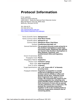 Sphagnum Moss Propagation Protocol