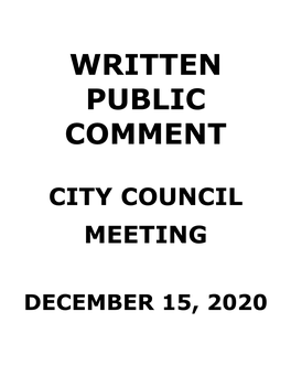 Written Public Comment