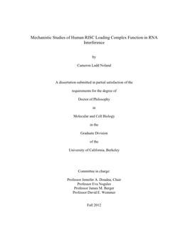 Mechanistic Studies of Human RISC Loading Complex Function in RNA Interference