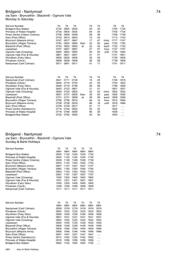 Bridgend - Nantymoel 74 Via Sarn - Bryncethin - Blackmill - Ogmore Vale Monday to Saturday