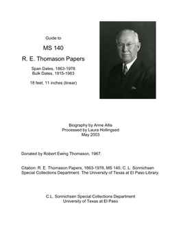 Robert Ewing Thomason Papers, MS