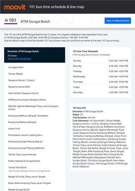 101 Bus Time Schedule & Line Route