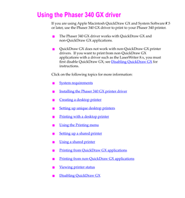 Phaser 340 Color Printer Using Phaser GX Driver