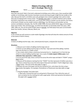 Historical Geology with Lab Lab 1: Geologic Time Scale