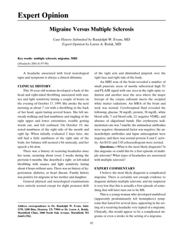 Migraine Versus Multiple Sclerosis