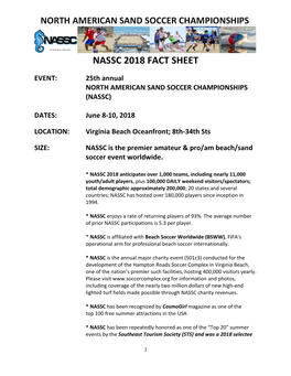 Nassc 2018 Fact Sheet