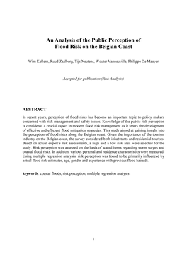 An Analysis of the Public Perception of Flood Risk on the Belgian Coast