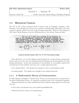 Lecture 1 — January 10 1.1 Historical Context