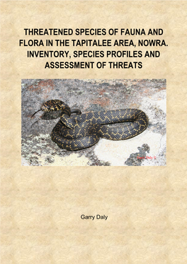 Threatened Species of Fauna and Flora in the Tapitalee Area, Nowra