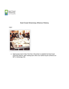 East Coast Greenway Alliance History 1991