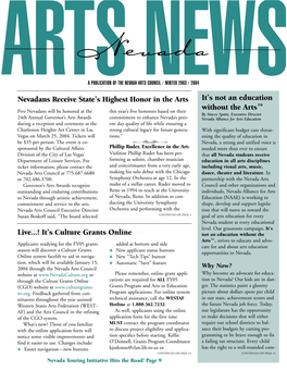 Nevadans Receive State's Highest Honor in the Arts Live...! It's Culture Grants Online It's Not an Education Without the A