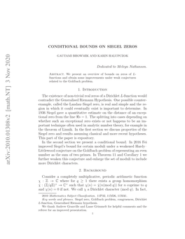 Arxiv:2010.01308V2 [Math.NT] 3 Nov 2020 L Eee O Nipoe Presentation